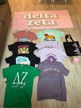 Delta Zeta Bundle: Tshirts, tote bag, towel, cup